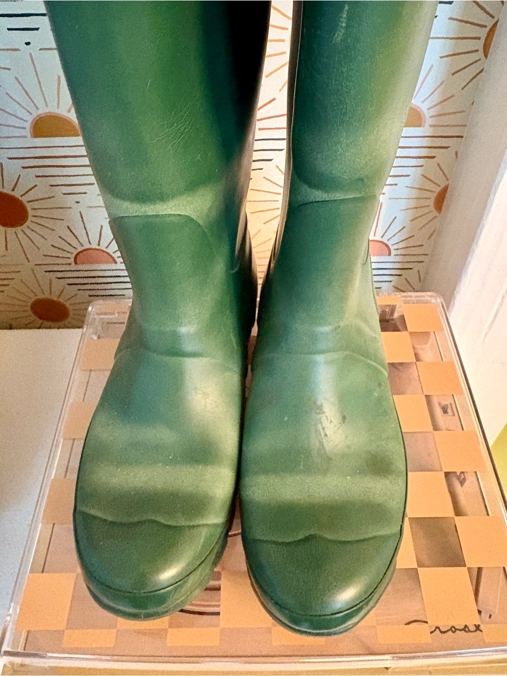 Vintage Green Tall Original Hunter Rain Boots - Picture 4 of 5